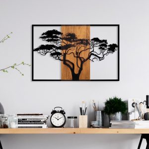ASIR Nástěnná dekorace dřevo KOŠATÝ STROM v rámu 90 x 58 cm