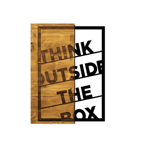 ASIR Nástěnná dekorace dřevo THINK OUTSIDE THE BOX 42 x 58 cm - Obrázek 2