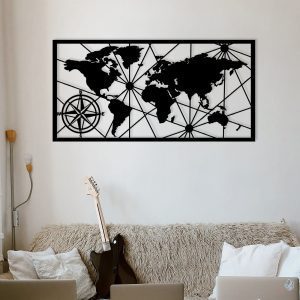 ASIR Nástěnná dekorace kov MAPA SVĚTA 120 x 60 cm