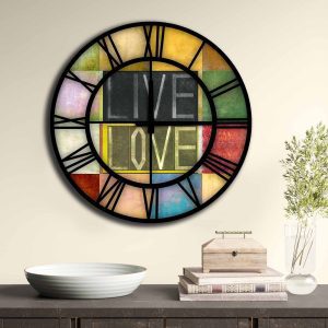 ASIR Nástěnné hodiny MDF LIVE LOVE 50 x 50 cm