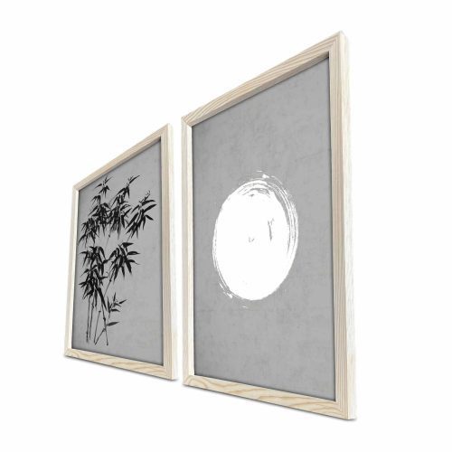 ASIR Obraz na MDF s rámem 2ks BAMBUS A ÚPLNĚK 38 x 53 cm - Obrázek 2