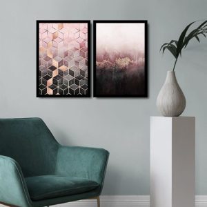 ASIR Obraz na MDF s rámem 2ks KONKRÉTNÍ A ABSTRAKTNÍ  36 x 51 cm