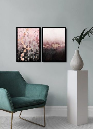 ASIR Obraz na MDF s rámem 2ks KONKRÉTNÍ A ABSTRAKTNÍ 36 x 51 cm