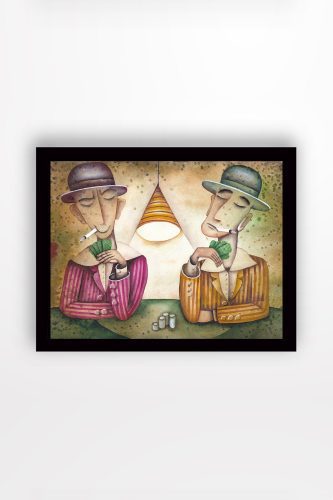 ASIR Obraz na MDF s rámem DVA HRÁČI KARET 56 x 41 cm - Obrázek 2