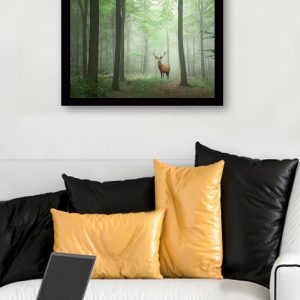 ASIR Obraz na MDF s rámem JELEN V MLŽNÉM LESE 56 x 41 cm