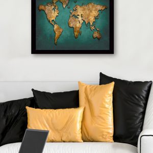 ASIR Obraz na MDF s rámem KONTINENTY V ZELENÉM 56 x 41 cm