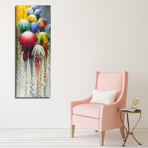 ASIR Obraz na plátně ZÁSTUP BAREVNÝCH DEŠTNÍKŮ 30 x 80 cm - Obrázek 2