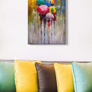ASIR Obraz na plátně ZÁSTUP BAREVNÝCH DEŠTNÍKŮ 50 x 70 cm