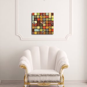 ASIR Nástěnné hodiny MDF BAREVNÉ ČTVEREČKY 40 x 40 cm