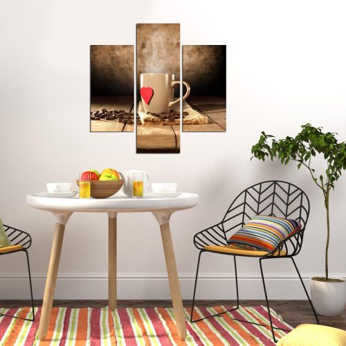 ASIR Obraz na MDF 3ks ŠÁLEK KÁVY NEBO ČAJE 20 x 60 cm