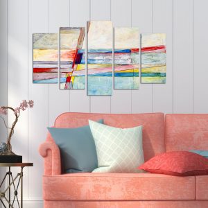 ASIR Obraz na MDF 5ks ABSTRAKCE 20 x 60 (1) 20 x 50 (2) 20 x 40 cm (2)
