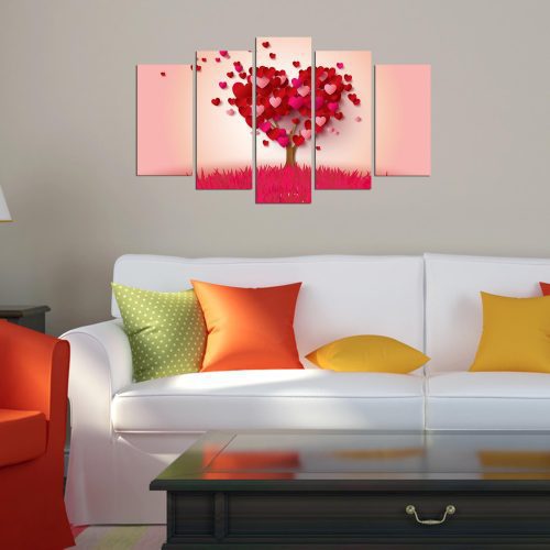 ASIR Obraz na MDF 5ks SRDCE 20 x 60 cm (1) 20 x 50 cm (2) 20 x 40 cm (2)