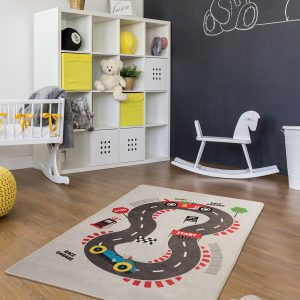 ASIR Dětský koberec (140 x 190) GAME Béžový – závodní dráha