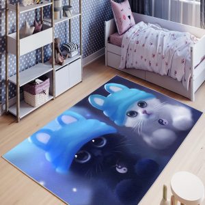 ASIR Koberec (120 x 180) W1000 modrý – roztomilá koťátka