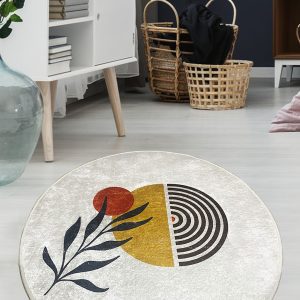 ASIR Koberec (140 x 140) LE SOLEIL bílý – motiv slunce
