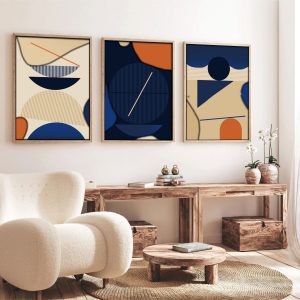ASIR Dekorativní obraz MDF Modrý a béžový Bauhaus 3 ks