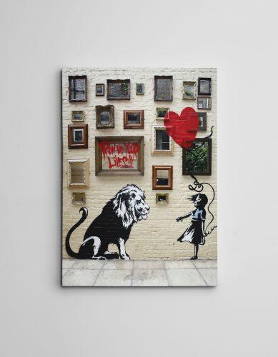 ASIR Obraz na plátně (50 x 70) Banksy Street Art – dívka a lev - Obrázek 2