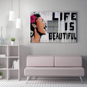 ASIR Obraz na plátně (70 x 100) Banksy Street Art – Life is Beautiful