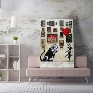 ASIR Obraz na plátně (70 x 100) Banksy Street Art – dívka a lev