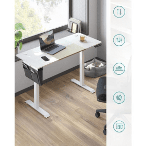 SONGMICS Polohovací stůl elektrický 140 x 60 cm bílý béžový