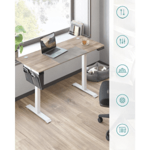 SONGMICS Polohovací stůl elektrický 140 x 60 cm bílý šedý