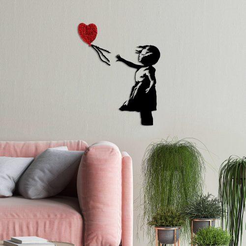 ASIR Nástěnná dekorace kovová BANKSY dívka s Balonkem