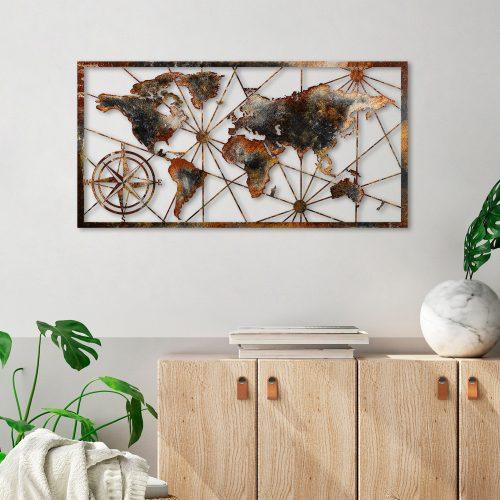 ASIR Nástěnná dekorace kovová WORLD MAP hnědá a stříbrná - Obrázek 2