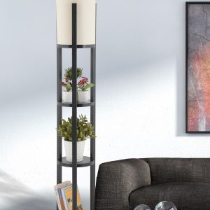 ASIR Stojací lampa CIRCLE NORA černá s poličkami