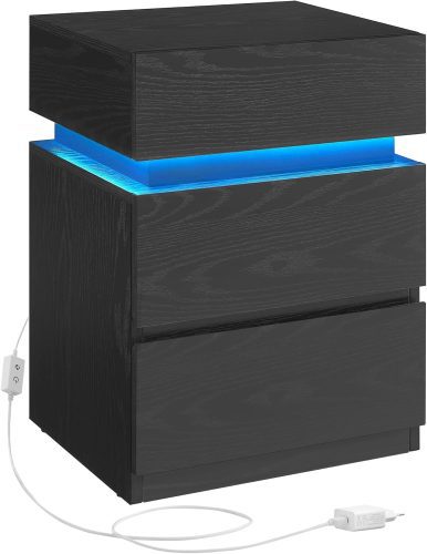 VASAGLE Noční stolek s LED osvětlením černý - Obrázek 2