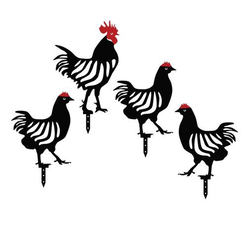 ASIR Dekorativní zahradní doplňky CHICKEN FAMILY4 černé - Obrázek 2