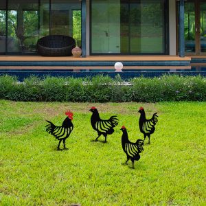ASIR Dekorativní zahradní doplňky CHICKEN FAMILY4 černé