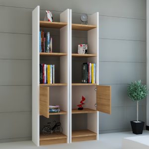 ASIR Knihovna ESBI bílá teak