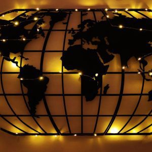 ASIR Kovová nástěnná dekorace WORLD LED černá