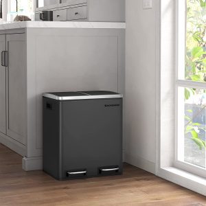 SONGMICS Odpadkový koš na tříděný odpad 2 x 15 l černý