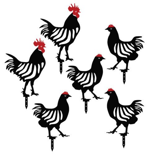 ASIR Dekorativní zahradní doplňky CHICKEN FAMILY 6 černé - Obrázek 2