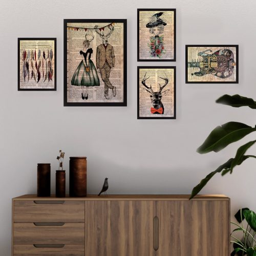 ASIR Dekorativní obraz 5ks MDF NOVINY 34x44