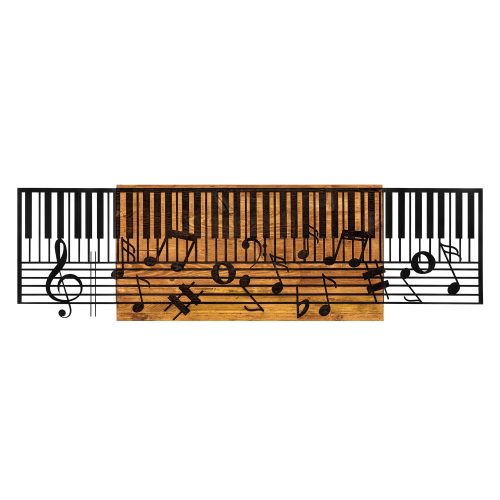 ASIR Nástěnná dekorace dřevo KLÁVESY A NOTY 100 x 30 cm - Obrázek 2
