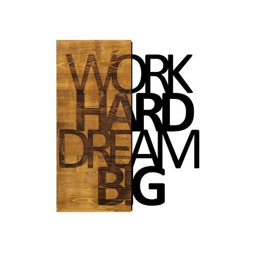 ASIR Nástěnná dekorace dřevo WORK HARD DREAM BIG 42 x 58 cm - Obrázek 2