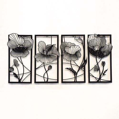 ASIR Nástěnná dekorace kov 4x VLČÍ MÁK 95 x 46 cm - Obrázek 2
