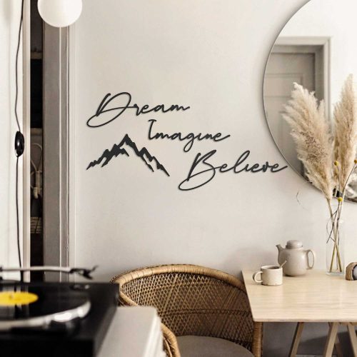 ASIR Nástěnná dekorace kov DREAM IMAGINE BELIEVE černá (4 kusy)