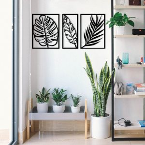 ASIR Nástěnná dekorace kov LISTY ROSTLIN 80 x 38 cm (3 kusy)