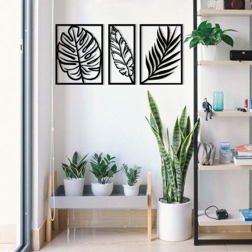 ASIR Nástěnná dekorace kov LISTY ROSTLIN 80 x 38 cm (3 kusy)