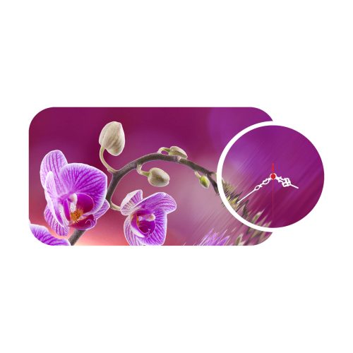 ASIR Nástěnné hodiny s obrazem na MDF ORCHIDEA lila 68 x 32 cm - Obrázek 2