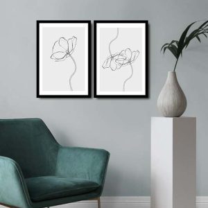 ASIR Obraz na MDF s rámem 2ks KRESBA KVĚTIN 36 x 51 cm