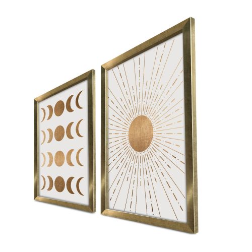 ASIR Obraz na MDF s rámem 2ks MĚSÍC A SLUNCE 38 x 53 cm - Obrázek 2