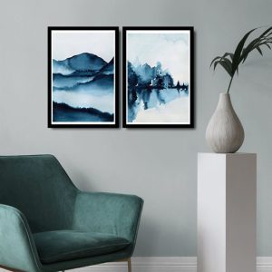 ASIR Obraz na MDF s rámem 2ks MODRÝ AKVAREL 36 x 51 cm