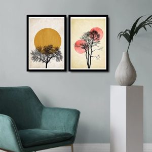 ASIR Obraz na MDF s rámem 2ks STROMY A KRUHY 36 x 51 cm