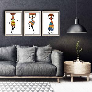 ASIR Obraz na MDF s rámem 3ks AFRICKÉ ŽENY 38 x 53 cm