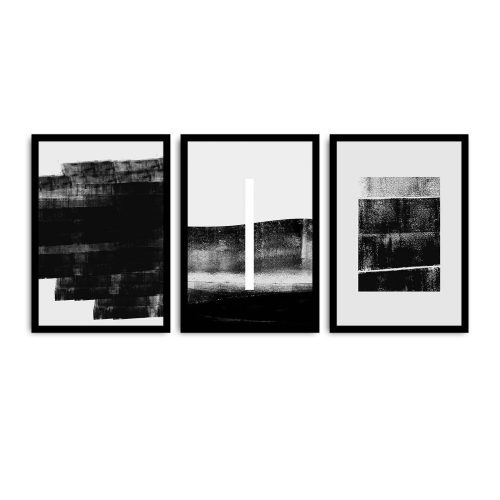 ASIR Obraz na MDF s rámem 3ks BÍLÁ V ČERNÉ 36 x 51 cm - Obrázek 2