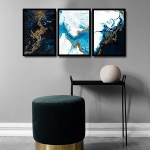 ASIR Obraz na MDF s rámem 3ks JAKO MRAMOR 36 x 51 cm